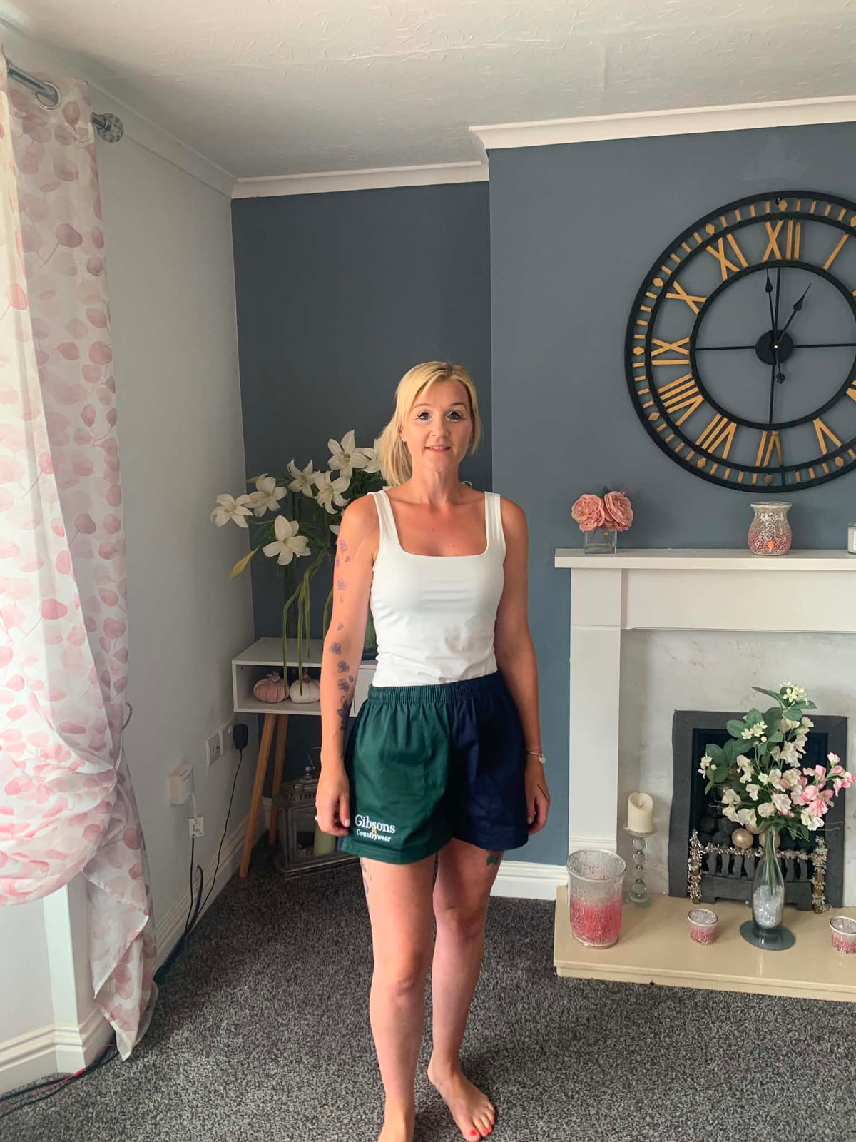 Green & Navy Harlequin Rugby Shorts